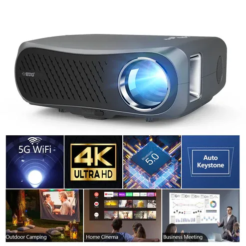 Photo 1 of [1000 ANSI & Audio by DBX-TV] Alvar 4K Projector with WiFi 6 and Bluetooth, NetfIix Certified & DoIby Audio, Auto Focus and Auto Keystone Native 1080P Smart Projector with HDR10+, 30W Speakers, Black