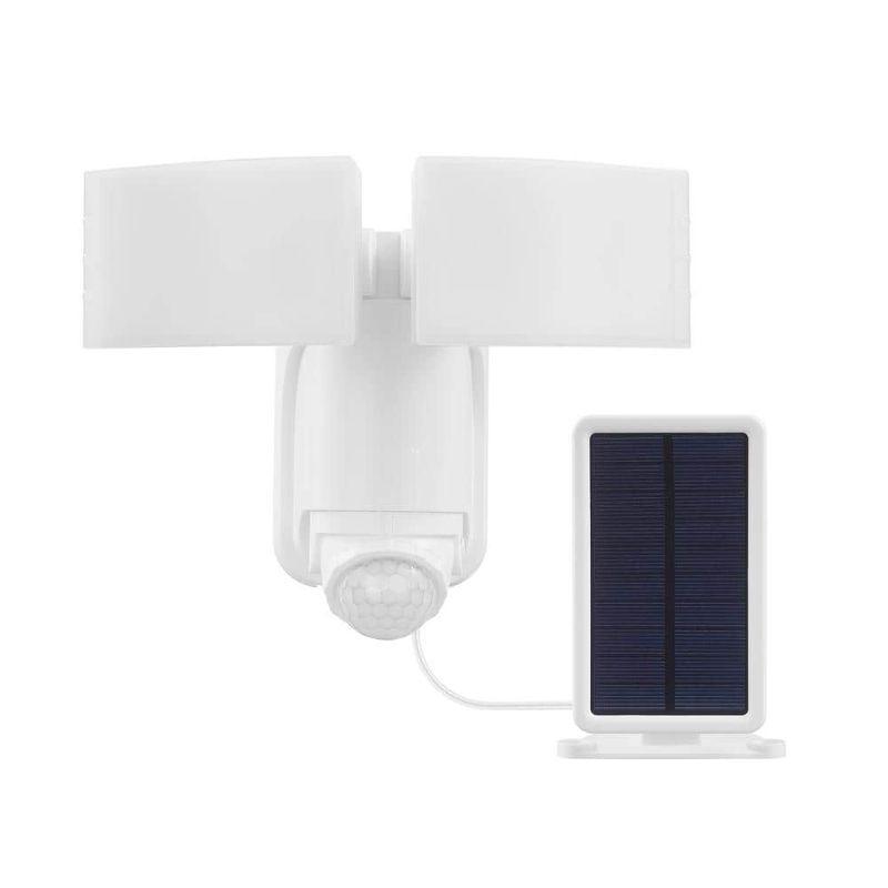 Photo 1 of 180 White Motion Sensor Solar Powered Outdoor 2-Head LED Security Flood Light 1400 Lumens
