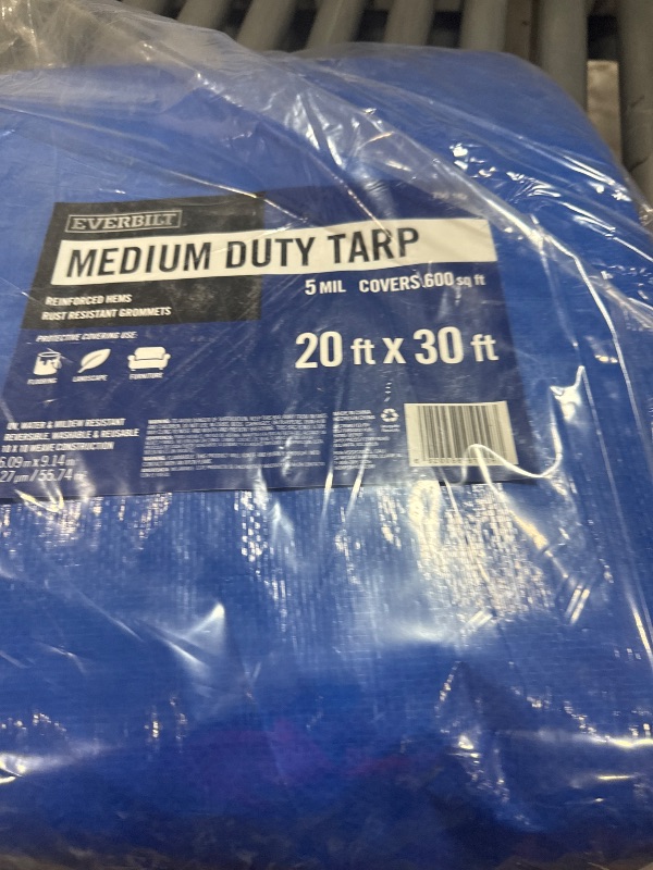 Photo 1 of 20 Ft. X 30 Ft. Blue Medium Duty Tarp
