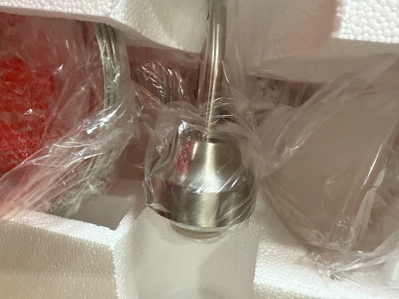 Photo 1 of Hampton Bay Lighting, Hampton Bay Halophane 5Light Frosted Glass Shade Brushed Nickel Finish Chandelier, 44115