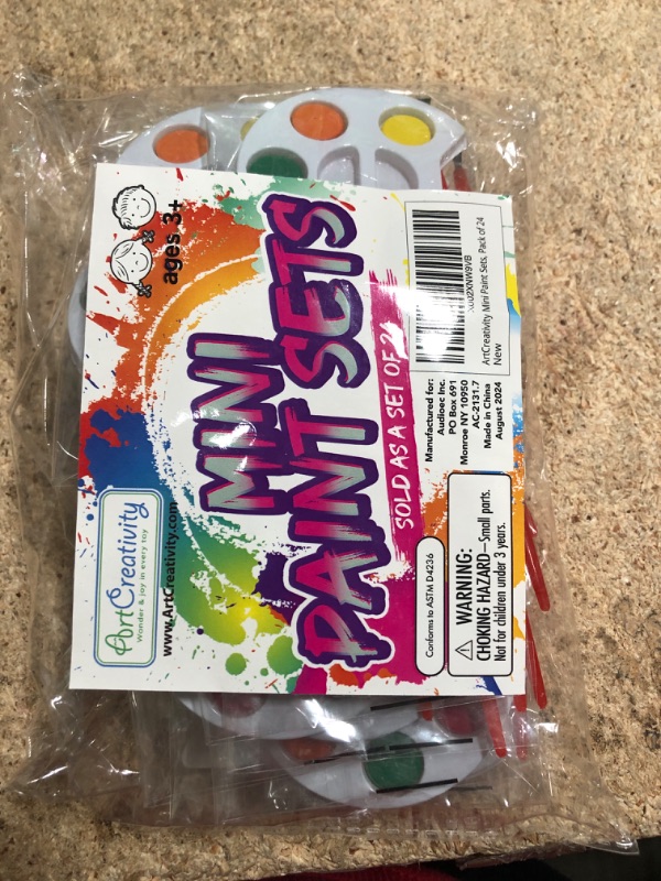Photo 1 of 24 Pack Mini Watercolor Paint Set, 5 Color Mini Paint Palette Bulk Kit with Brushes, Art Party Favors for Kids 3-5 Boys & Girls, Educational Party Supplies, End of Year Gifts for Preschoolers