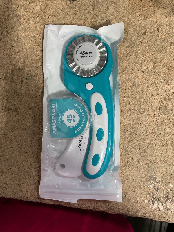 Photo 1 of 45mm Rotary Cutter for Fabric with 8pcs Rotary Blades, Rolling Fabric Cutter Crochet Edge Skip Stitch Blade Perforating Rotary Blade, Pinking Rotary Cutter for Quilting Crafts Sewing