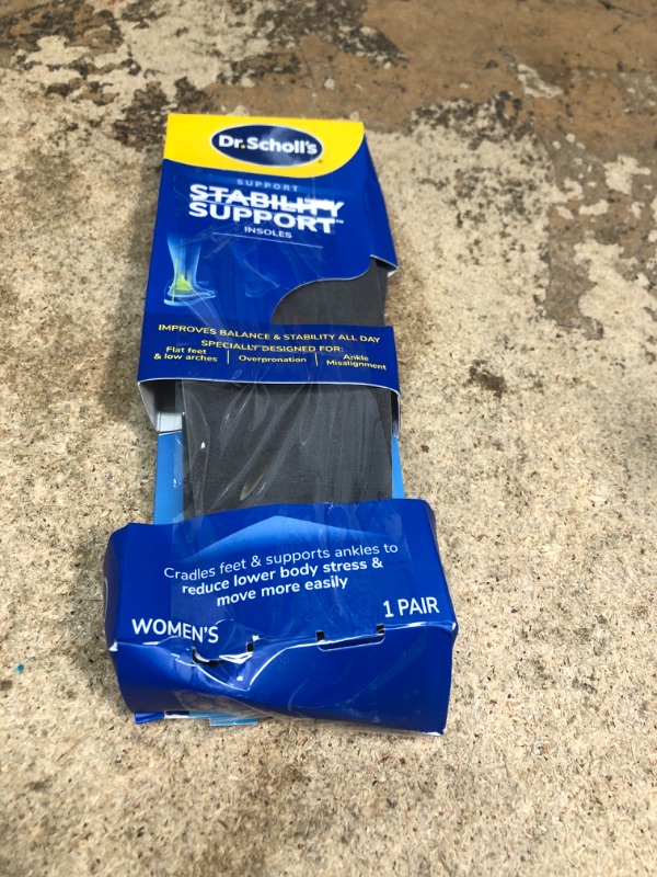 Photo 1 of ?Dr. Scholl's Stability Support Insoles, Flat Feet & Overpronation Low Arch Support, Improves Balance & Stability, Motion Control, Trim Inserts to Fit Shoes, Women's Size 6-10