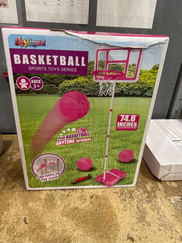 Photo 1 of 3 in 1 Kids Basketball Hoop and T Ball Set, Adjustable Height Toddler Basketball Hoop, Hanging Tee Baseball, Indoor Outdoor Sports Toys Gifts for Toddlers Boys Girls Ages 3 4 5 Year?Pink
