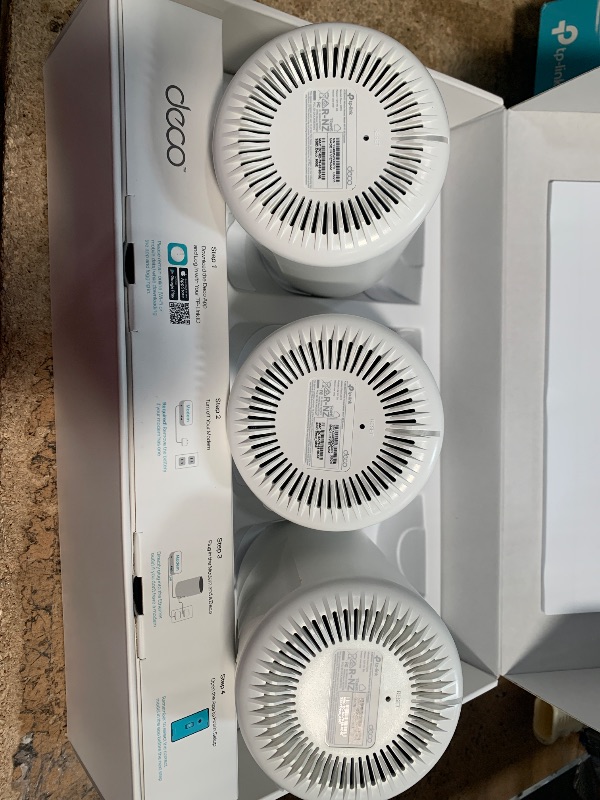 Photo 1 of TP-Link ???? XE75 AXE5400 Tri-Band WiFi 6E Mesh System - Wi-Fi up to 7200 Sq.Ft, Engadget Rated Best Mesh For Most People, Replaces WiFi Router and Extender, AI-Driven Mesh New 6GHz Band, 3-Pack