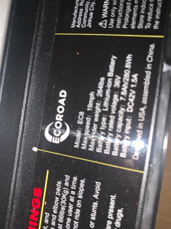 Photo 1 of *** PARTS ONLY *** ECOROAD Electric Scooter EC8, 10" Solid Tires Electric Scooter Adults with Dual Shock Absorbers, 18 Miles Range, Adults Commuting Scooters, 450W Peak Motor & 19 MPH Foldable Electric Kick Scooters