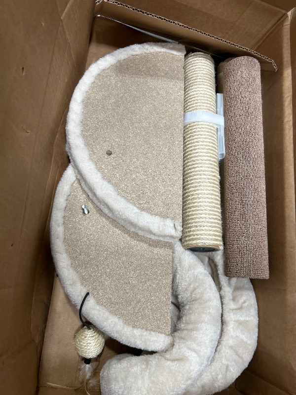 Photo 1 of *parts only* MECOOL 4in1 Small Cat Tree,Scratching Post with Tower Soft Bed, Sisal Carpet Jute Posts with Three Hanging Ball Toys and Massage Brush for Indoor Cats and Kittens