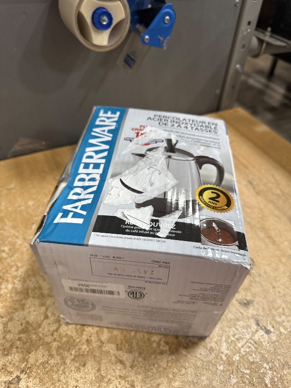 Photo 1 of ***(HEAVILY USED/ MINOR DAMAGE)***Farberware Electric Coffee Percolator, FCP240, Stainless Steel Basket, Automatic Keep Warm, No-Drip Spout, 4 Cup