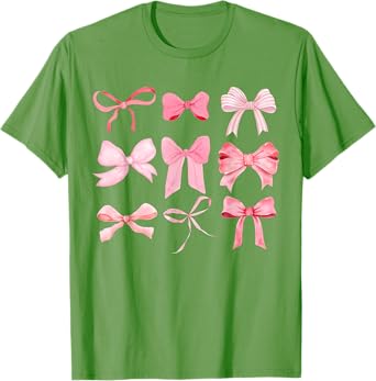 Photo 1 of (please see all images) Pink Bow and Ribbon Cute Graphic For Girl Women T-Shirt