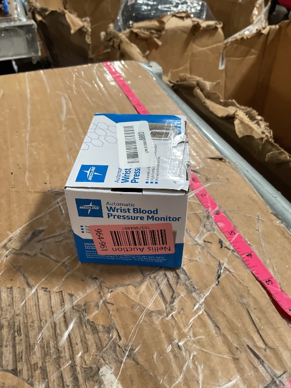 Photo 1 of Medline Digital Wrist Blood Pressure Monitor, Wearable, Digital LCD Display, Stores Up To 60 Readings, Batteries Included