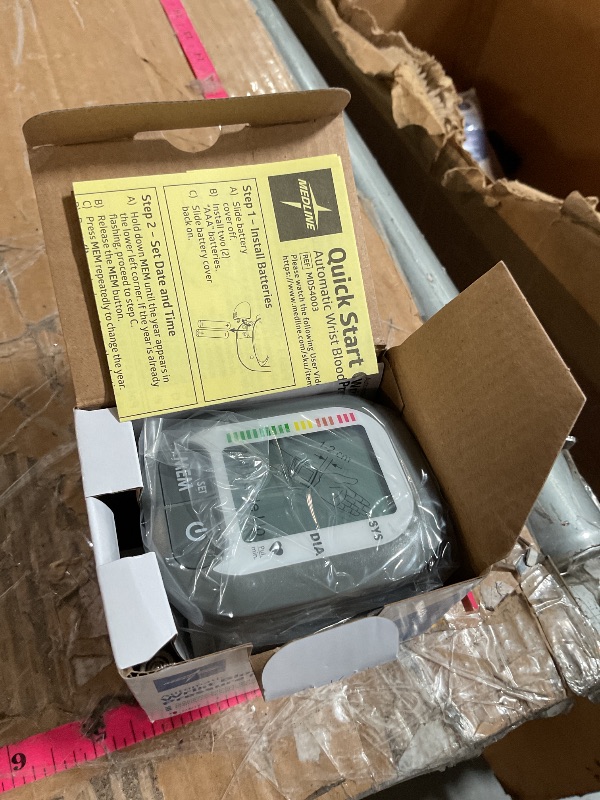 Photo 1 of Medline Digital Wrist Blood Pressure Monitor, Wearable, Digital LCD Display, Stores Up To 60 Readings, Batteries Included