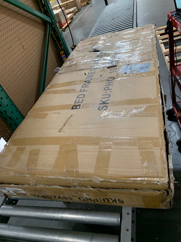 Photo 1 of ***************INCOMPLETE ITEM, THIS IS ONLY 1 BOX IN A MULTI BOX SET*******************
IDEALHOUSE Queen Size Canopy Bed Frame with Nailhead Decoration Headboard?Upholstered Bed Frame with Poles 4 Corner Bed Bracket,Solid Wood Slats Support,No Box Spring