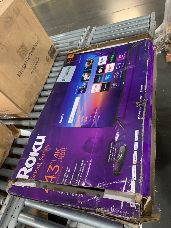 Photo 1 of ***MISSING REMOTE***Roku Smart TV 2025 – 43-Inch Select Series, 4K HDR TV – RokuTV with Enhanced Voice Remote – Flat Screen LED Television with Wi-Fi for Streaming Live Local News, Sports, Family Entertainment
