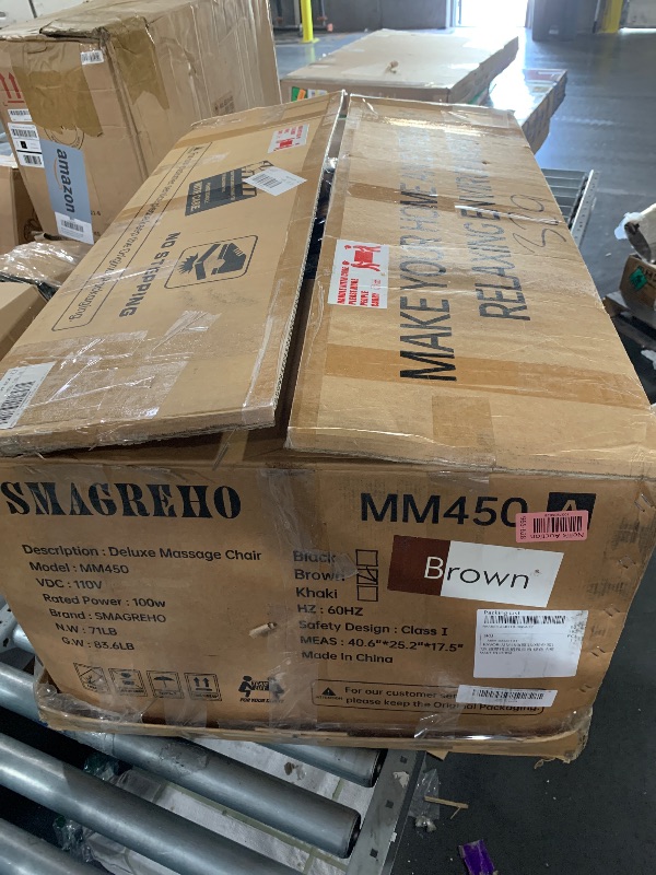 Photo 1 of ***PARTIAL SET***BOX 1 OF 2***SMAGREHO 2025 Massage Chair Full Body,Zero Gravity Lower Back and Calf Heating Shiatsu Massage Recliner with 6 Auto with Manual Modes?Home and Office Use?MM450 Brown and Gold