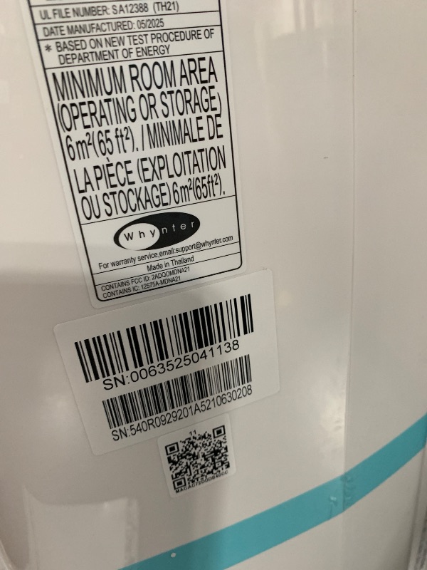 Photo 1 of *** SEE NOTES***Whynter Inverter Portable Air Conditioner 14,000 BTU with Dual Hose, Dehumidifier, Cooling Fan & Smart Wi-Fi for 600 Sq Ft Rooms, NEX ARC-1230WN (12,000 SACC), White