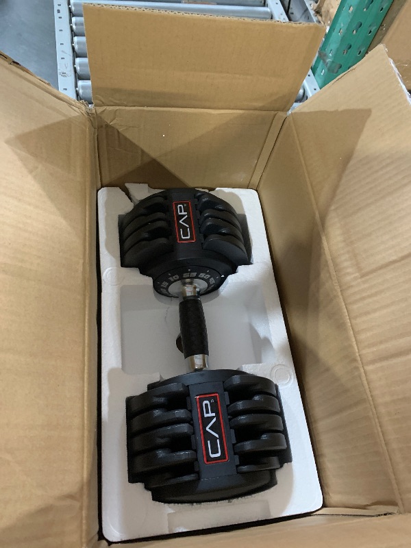 Photo 1 of ***PARTIAL SET***CAP Barbell ADJUSTABELL® 55 lb Pair of Adjustable Dumbbells with Contoured Full Rotation Handle, Honeycomb Chrome and Black Handle