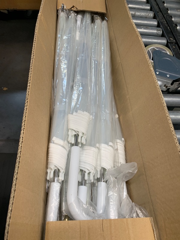 Photo 1 of Dansydaisy 12 Pcs Wedding Clear Bubble Umbrella Bulk 52 Inch Large Dome Rain Windproof Stick Umbrellas with Thank You Tags and Rope for Weddings Prom Graduation and Outdoor Events(White)