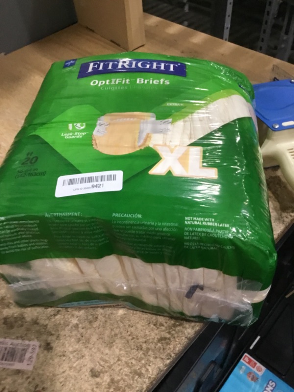 Photo 1 of FitRight Extra+ Adult Diapers, Disposable Incontinence Briefs, Leak-Proof Diaper, Absorbent Briefs For Men and Women, Maximum Protection, X-Large, 56 – 64 in, 20 briefs per bag
