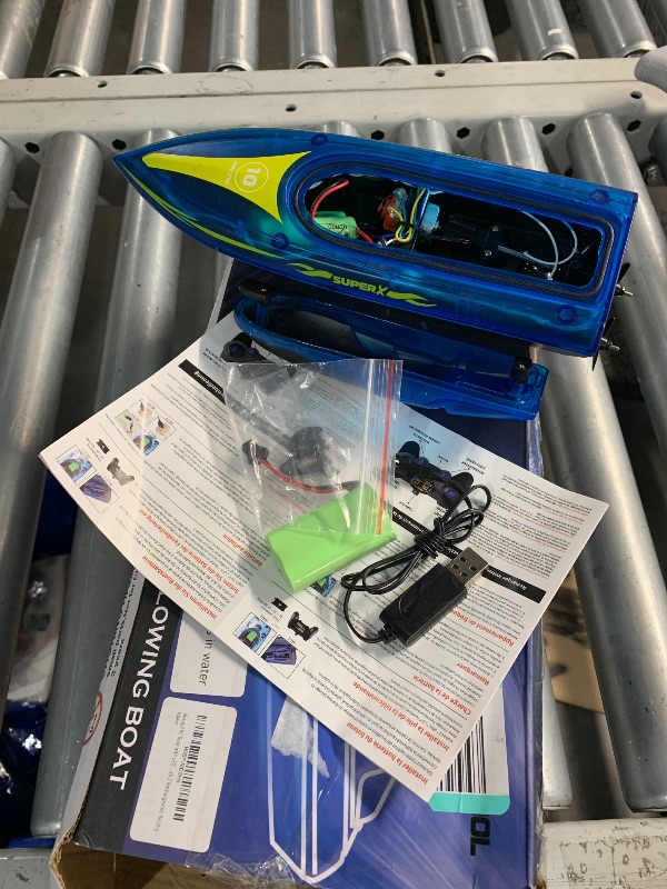 Photo 1 of ***PARTS ONLY ***RC Boat with LED for Kids and Adults - Remote Control Boat for Pools and Lakes 2.4 GHZ RC Boats with 2 Rechargeable Battery Whole Body Waterproof, Low Battery Alarm, Water Play Toy Gift for Boys&Girls
