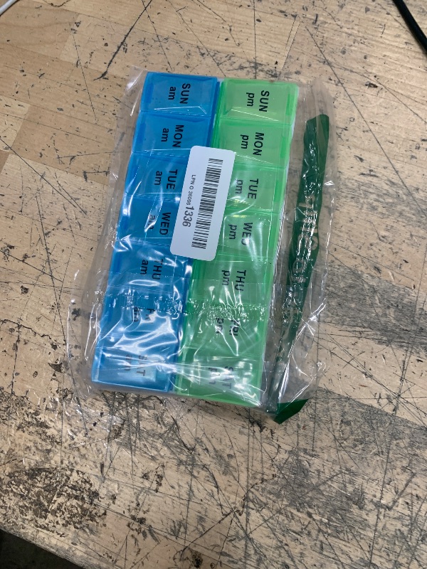 Photo 1 of 7 Day Weekly Pill AM PM Organizer, ShysTech Large Pill Case Pill Box for Pills/Vitamin/Supplements/Medication (Blue/Green)