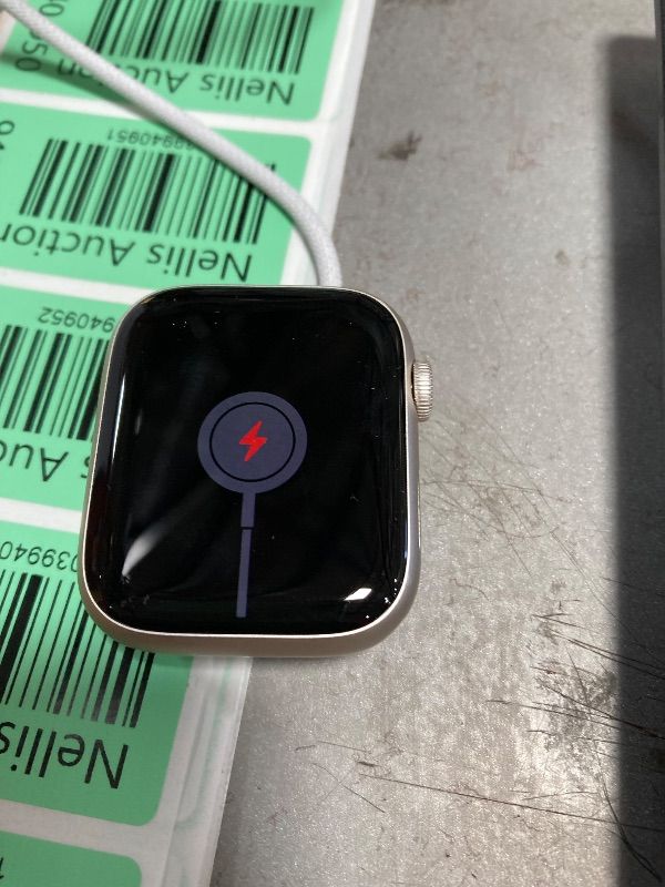 Photo 1 of **DOES NOT CHARGE FINAL SALE**Apple Watch Series 9 [GPS 45mm] Smartwatch with Starlight Aluminum Case with Starlight Sport Band M/L. Fitness Tracker, ECG Apps, Always-On Retina Display, Water Resistant
