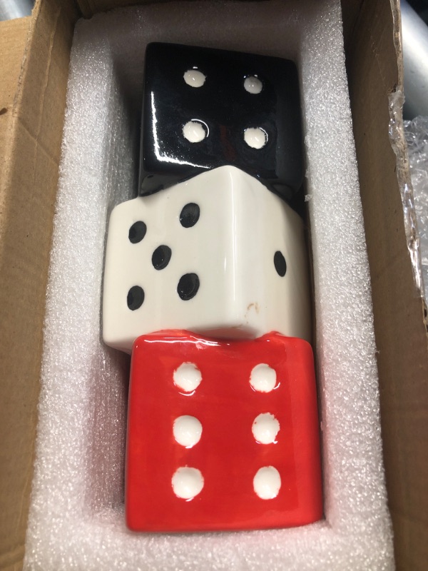 Photo 1 of (see images) MOUGIGI Funky Dice Vase - Unique Ceramic Home Decor for Bars| Stylish Black, White & Red Geometric Design | 