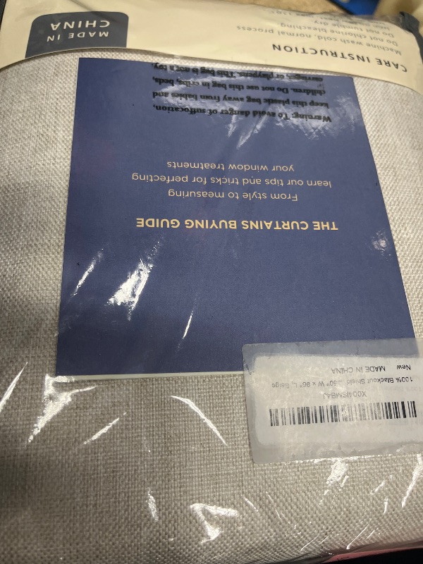 Photo 1 of 100% Blackout Shield Linen Blackout Curtains for Bedroom 96 Inches Long, Back Tab/Rod Pocket Living Room Drapes, Thermal Insulated Blackout Curtains 2 Panels Set, 50" W x 96" L, Beige