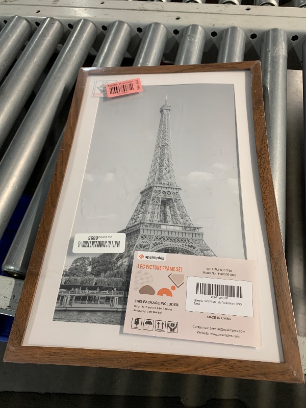 Photo 1 of ***(BROWN/ MINOR DAMAGE)***upsimples 11x17 Picture Frame, Display Pictures 9x15 with Mat or 11 x 17 Without, Wall Hanging Poster Frames, Brown, 1 Pack