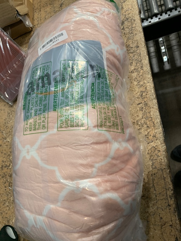 Photo 1 of *MISSING CONTROL* Comfort Spaces Plush to Sherpa Electric Blanket Shawl Shoulder, Neck Wrap with Matching Sock Set, Giftable Ultra Soft, Warm, Snuggle Fleece-Reversible Heated Poncho Throw, 50" W x 64" L, Ogee Blush