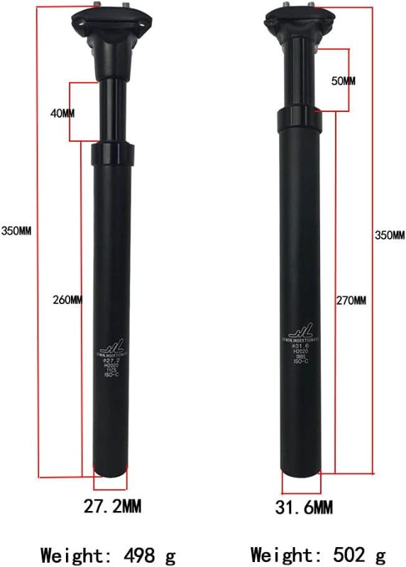 Photo 1 of (BAGGED) (USED/FAIR) Zoom Bike Suspension Seatpost Bicycle Seat Post Replacement Lightweight Aluminum Body Clamp Angle Adjustable Offset 14mm Red 27.2