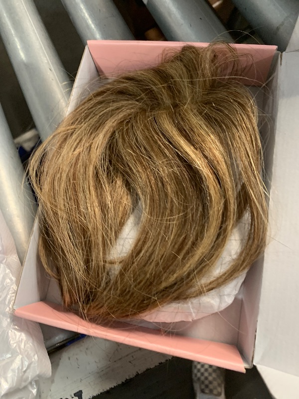 Photo 3 of (USED/FAIR) Flufymooz Real Human Hair Toppers for women, 10 Inch Clip in Bangs 100? Human Hair Toppers for Thinning Hair, Cover Hair Topper Hair Pieces with 150% Density Silk Base-Medium Brown with Blonde