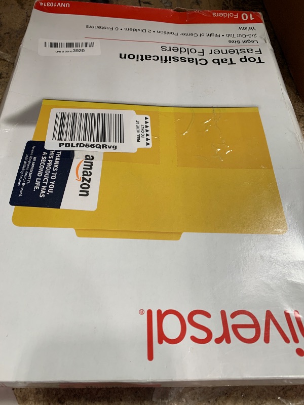 Photo 1 of **MISSING CLASSIFICATION FOLDERS** Universal Bright Colored pressboard Classification folders, 2" Expansion, 2 dividers, 6 Fasteners, Legal Size, Yellow Exterior, 10/Box