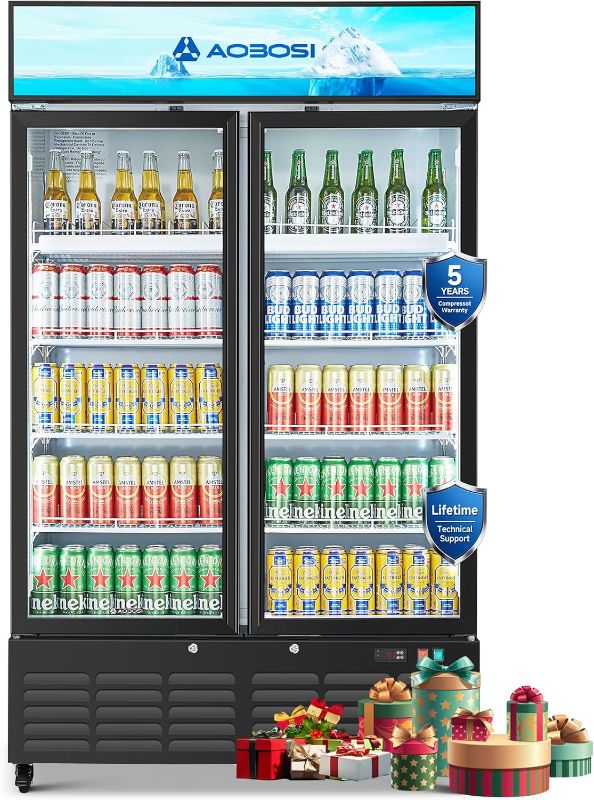 Photo 1 of **********DOES NOT COOL, FOR PARTS ONLY/NEEDS PREOFESSIONAL REPAIR**************
AAOBOSI Commercial Merchandiser Refrigerator,27.02 Cu.Ft Glass Door Display Refrigerator,Upright Beverage Cooler Fridge with Soft LED Light, Customizable Lightbox,Universal C