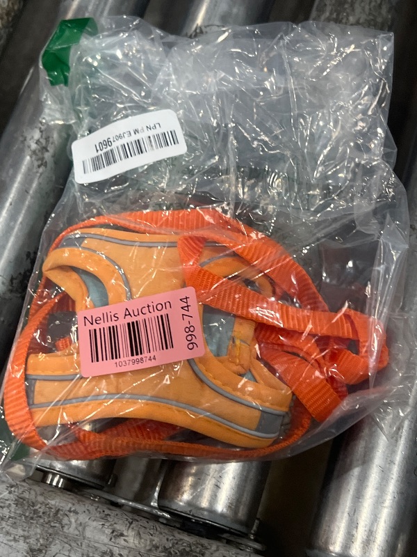 Photo 1 of Adjustable Bunny Harness and Leash Set Double Buckle with Reflective Strips Rabbit Vest Pets Stuff Suitable for Rabbit Walks Accessories (Orange Green, S)