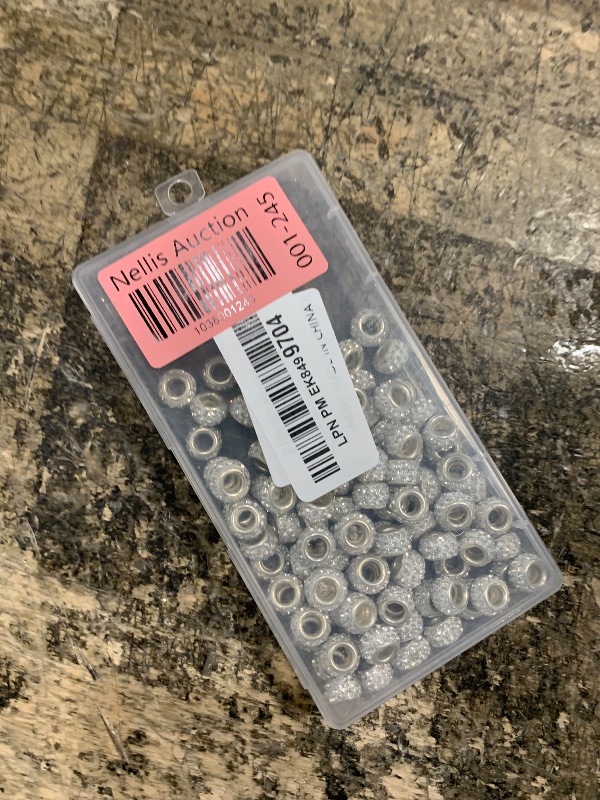 Photo 1 of 100pcs 11mm Large Hole Rhinestone Spacer Beads for Jewelry Making, DIY Crafts, Beadable Pens - Sparkly European Crystal Bulk Beads with Storage Case (White)