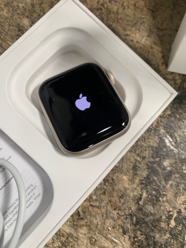 Photo 1 of Apple Watch SE (2nd Gen) [GPS 40mm] Smartwatch with Starlight Aluminum Case with Starlight Sport Band S/M. Fitness and Sleep Trackers, Crash Detection, Heart Rate Monitor, Retina Display