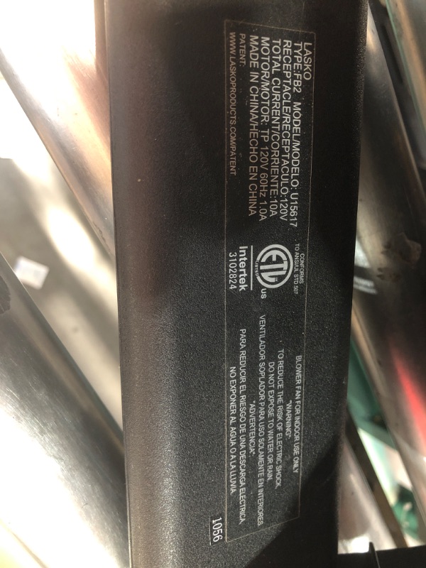 Photo 1 of *USED AND DIRTY*
Lasko 15” Professional Utility Fan for Job Site, 375 CFM, Pivoting High Velocity Blower Fans, 3 Speeds, 2 Accessory Outlets 120V, Black, U15617