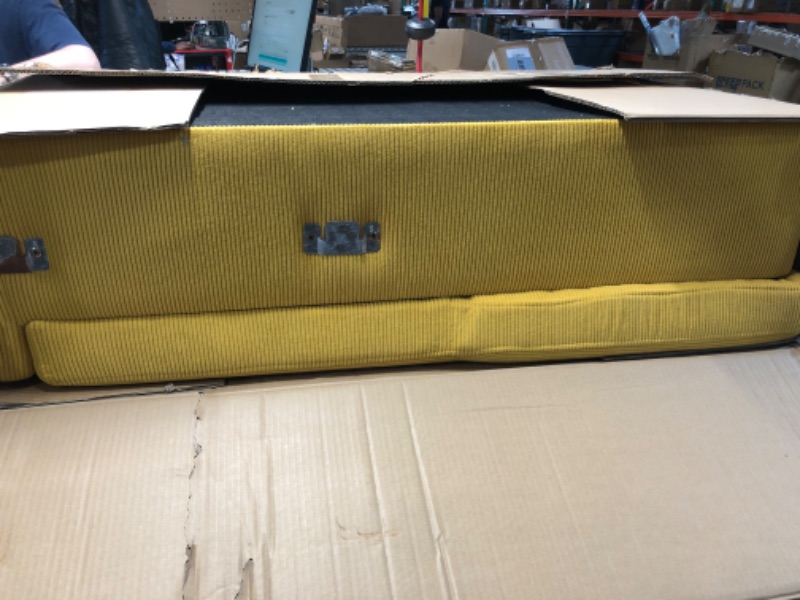 Photo 1 of ** PARTIAL SET, DOES NOT INCLUDE FULL SET ** 
Ball & Cast Convertible Sectional Sofa Sleeper 4 in 1 Pull Out Couch with Reversible Storage Chaise & Removable Back Cushions,Corduroy Upholstered L-Shape Corner Sofa Bed for Living Room,Office,Yellow