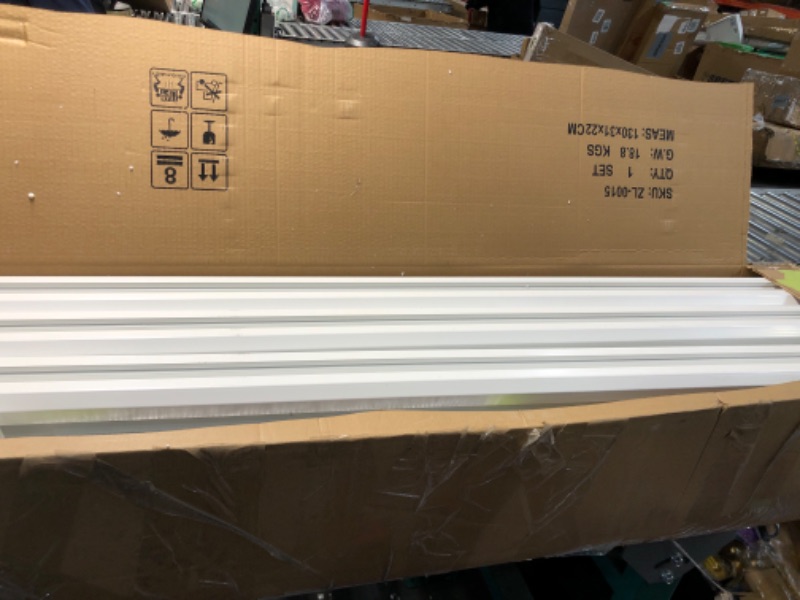 Photo 1 of ***BOX 1 of 2****Beimo Air Conditioner Fence 50 "H x 50 "W, Privacy Fence Panels for Outside Trash Can Pool Equipment Enclosure Outdoor Privacy Screen ? Hide AC Units White Vinyl Fence, 2 Panels with 3 Metal Stake