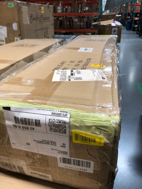 Photo 1 of ***BOX 1 of 2****Beimo Air Conditioner Fence 50 "H x 50 "W, Privacy Fence Panels for Outside Trash Can Pool Equipment Enclosure Outdoor Privacy Screen ? Hide AC Units White Vinyl Fence, 2 Panels with 3 Metal Stake