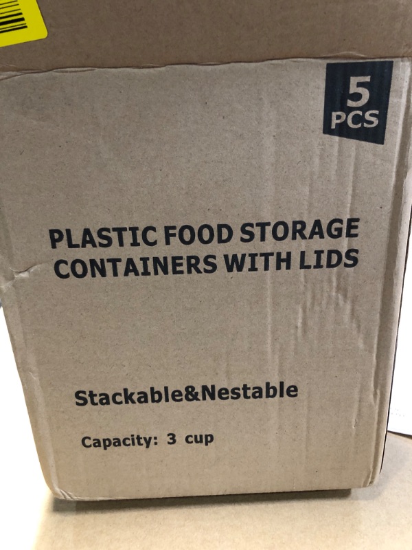 Photo 1 of YORY 3 cup Plastic Food Storage Containers with Lids Nestable Freezer Dishwasher Safe Rectangle Container Set,5-Pack