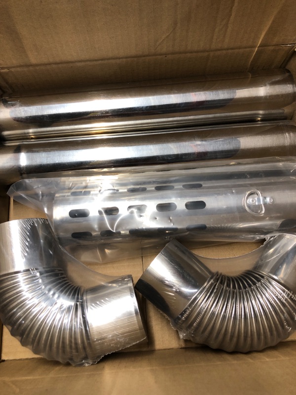 Photo 1 of ***(MINOR DAMAGE)***
KOMCLUB 5 PCS Camping Stove Pipe 2.36" Stainless Steel Spark Chimney Rain Cap Stove Pipe Elbow Outdoor Tent Stove Indoor Accessories for Vent Smoke and Exhaust Flue Adapter Tube