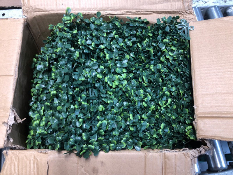 Photo 1 of (FAIR) Artificial Grass Wall Panels Backdrop,13.15 X 13.15 in 12P (14.5 sqft) UV-Anti New Bottom Plate Greenery Boxwood Panels for Indoor Outdoor Green Wall Decor & Ivy Fence Covering Privacy
