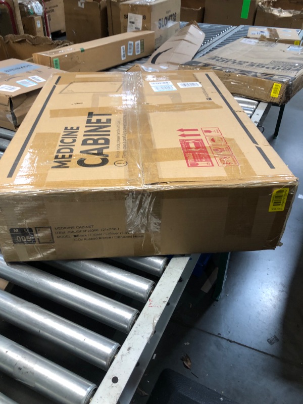 Photo 1 of *** factory sealed*** Keonjinn 21" x 27" Black Bathroom Medicine Cabinets with Mirror, Recessed or Surface Wall-Mounted Aluminum Alloy Metal Framed Beveled Mirror, Single Door Farmhouse Bathroom Mirror with Storage Cabinet