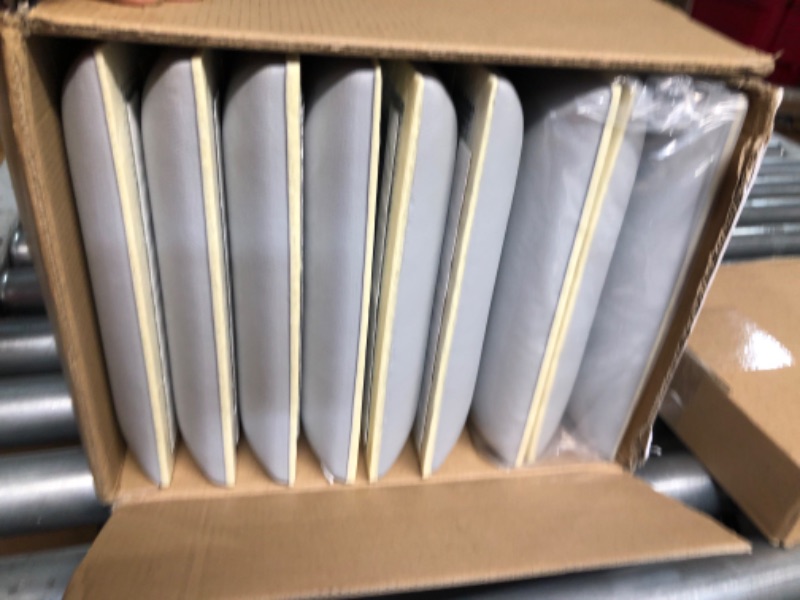 Photo 1 of Art3d Peel and Stick Headboard for Full and Queen in Grey, Pack of 9 Panels Sized 9.84" x 23.62", 3D Soundproof Wall Panels, Upholstered Wall Panel