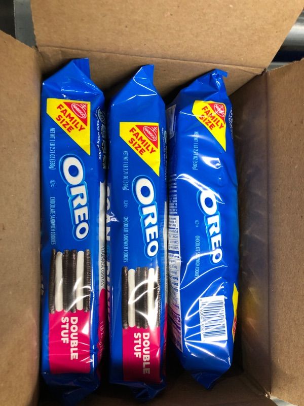 Photo 1 of ***NON REFUNDABLE***
Jun 1 2025 Oreo Double Stuf Chocolate Sandwich Cookies, Family Size, 18.71 oz Pack of 3 