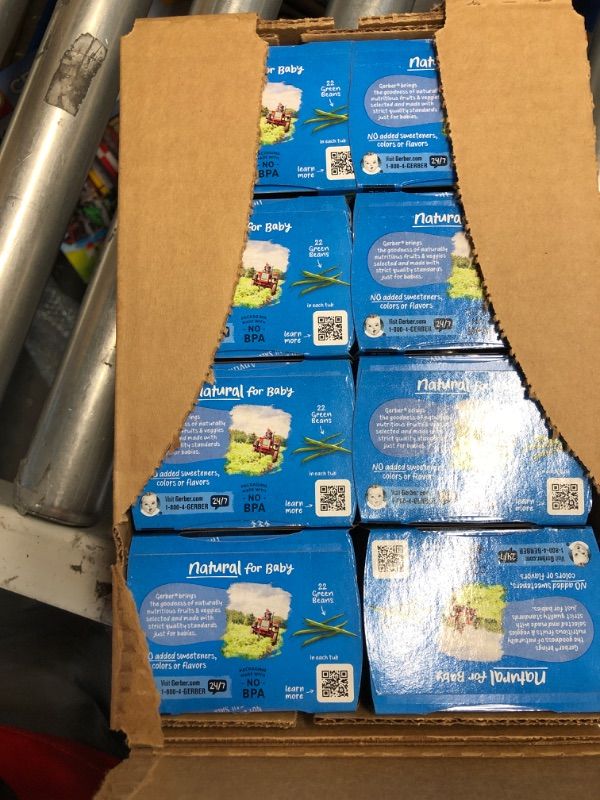 Photo 1 of ****NON-REFUNDABLE****May 31 2025 Gerber 2nd Food Baby Food Green Bean Puree, Natural & Non-GMO, 4 Ounce, 2 Count Pack of 8 