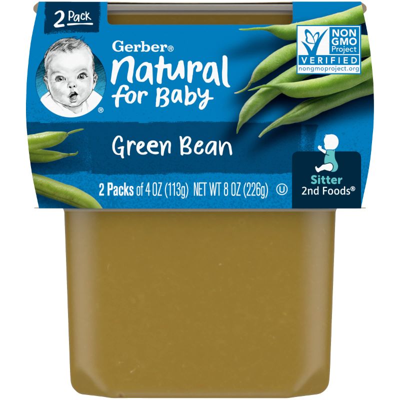 Photo 1 of ****NON-REFUNDABLE****May 31 2025 Gerber 2nd Food Baby Food Green Bean Puree, Natural & Non-GMO, 4 Ounce, 2 Count Pack of 8 