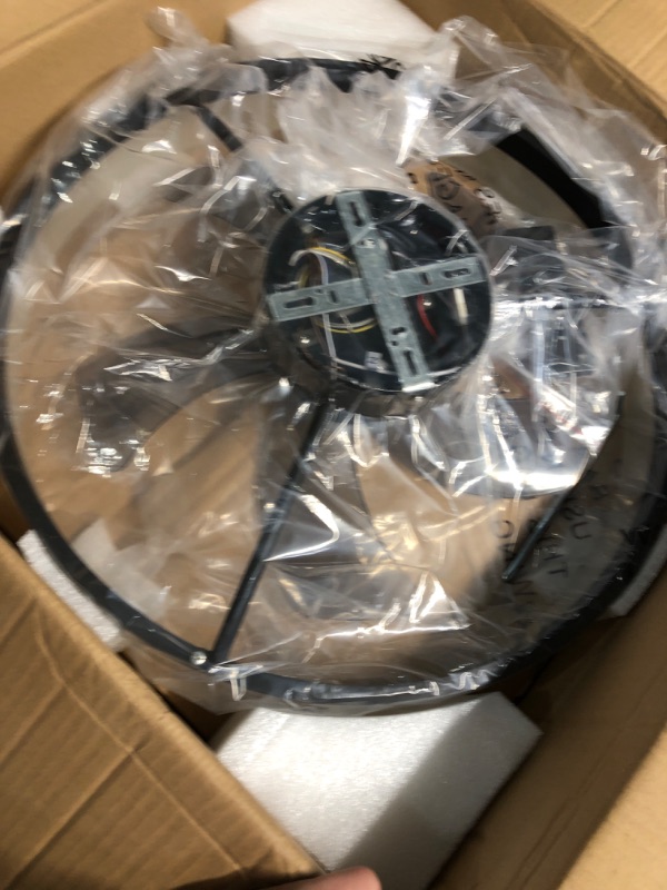 Photo 1 of ** PARTS ONLY ** VOLISUN Low Profile Ceiling Fans with Lights and Remote, 19.7in Flush Mount Ceiling Fans with Light, 3000K-6500K Dimmable Fandelier LED Fan Light, Black Bladeless Ceiling Fans with Lights for Bedroom