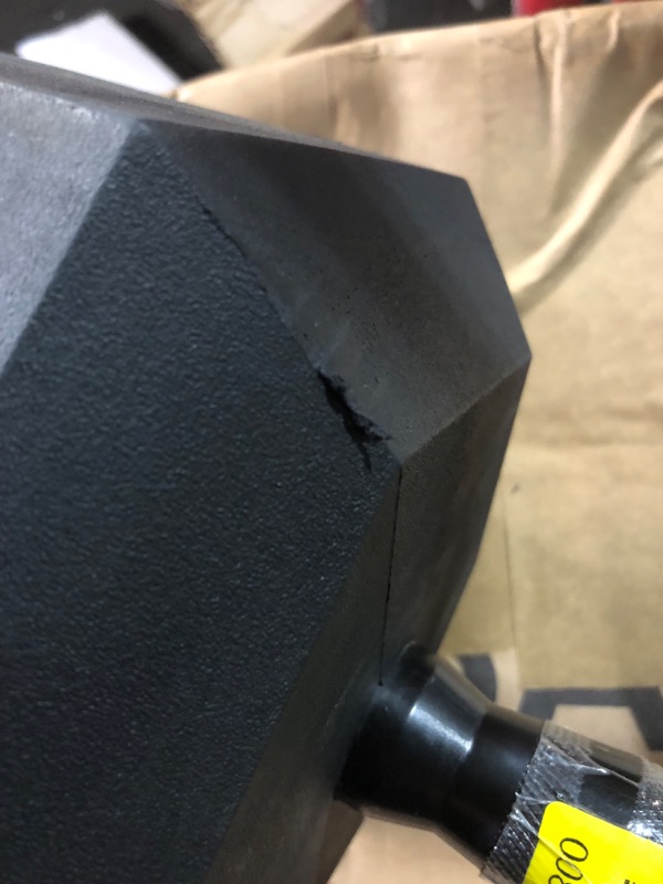 Photo 1 of ***DAMAGED - CHUNKS OF RUBBER BROKEN OFF - SEE PICTURES***
CAP Barbell 120 LB Coated Hex Dumbbell Weight with Black Handle